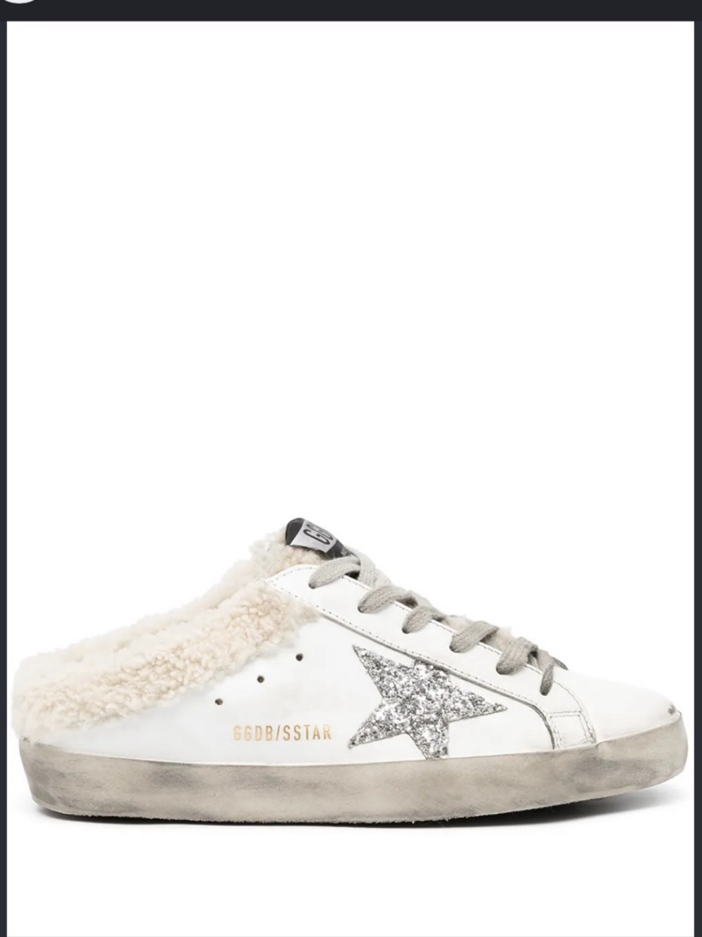 Golden Goose Super-Star Sabot Shearling-Lined Leather Sneakers White & Beige 39